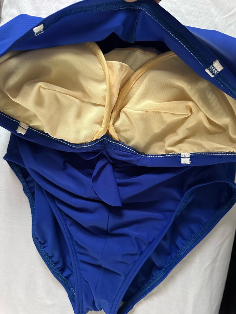 Miraclesuit Blue Strapless Ruched One Piece Swimsuit Tummy Control Size 10 - Picture 6 of 9
